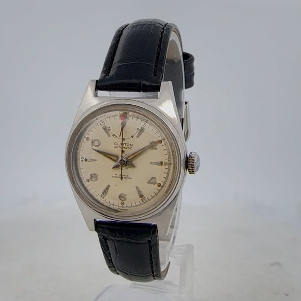 Vintage Clinton 17 Jewel Men's Automatic Wristwatch AS 1382 Steel w PowerReserve